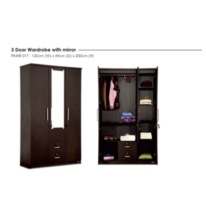3 Door Wardrobe With Mirror PKWB 017